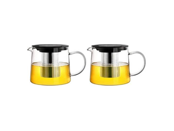 LuxusKollektion Teekanne Teekanne Glas 1.5L Edelstahlfilter abnehmbar (2 Stck)