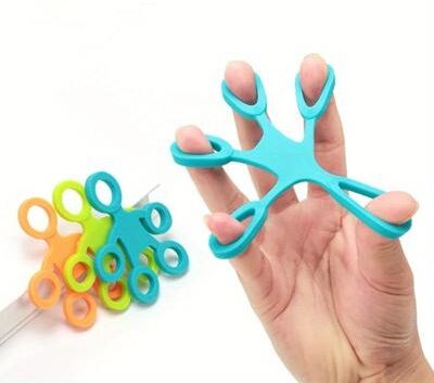 Healfit Counter Antistress Finger Grip Silicone Ring Exerciser, 3 Levels Fitness Resistance Band, Finger Sensory Hand Strength Stretcher gray