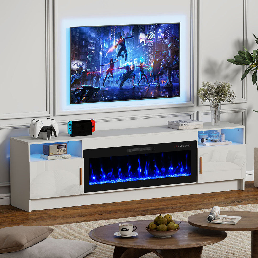 Brambly Cottage 80" Electric Fireplace TV Stand White 88"