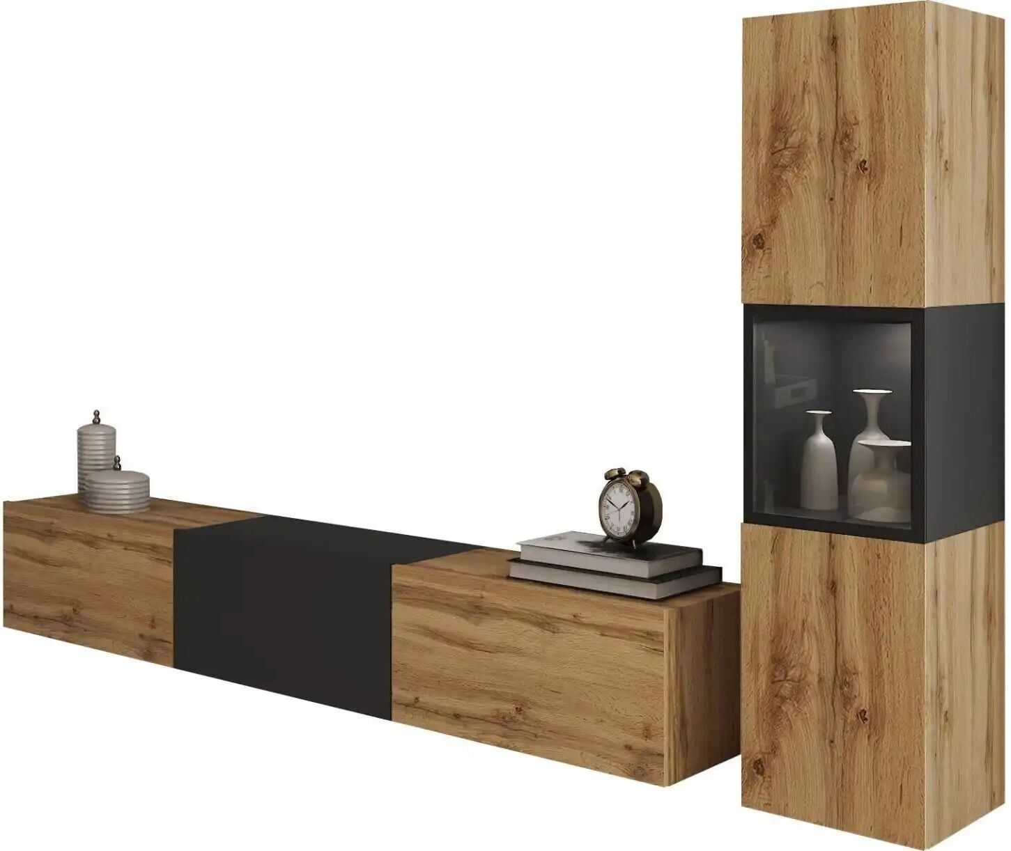 Höffner Wohnwand  Berlin ¦ holzfarben ¦ Maße (cm): B: 210 H: 130