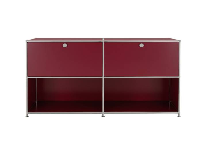 Sideboard Colin Rot, Silber Metall B 152.9 cm H 80.7 cm - Sideboard