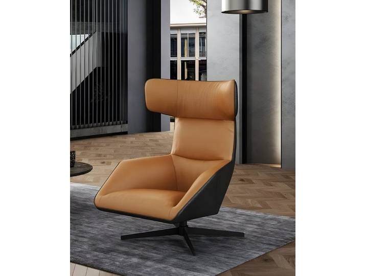 Xlmoebel Loungesessel Eleganter blauer Ledersessel für stilvolles Wohnen (1-St., Sessel), Hergestellt in Europa