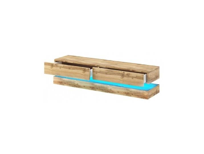 Meuble TV FLY avec LED bleu coloris coloris chêne 140x33 8 cm