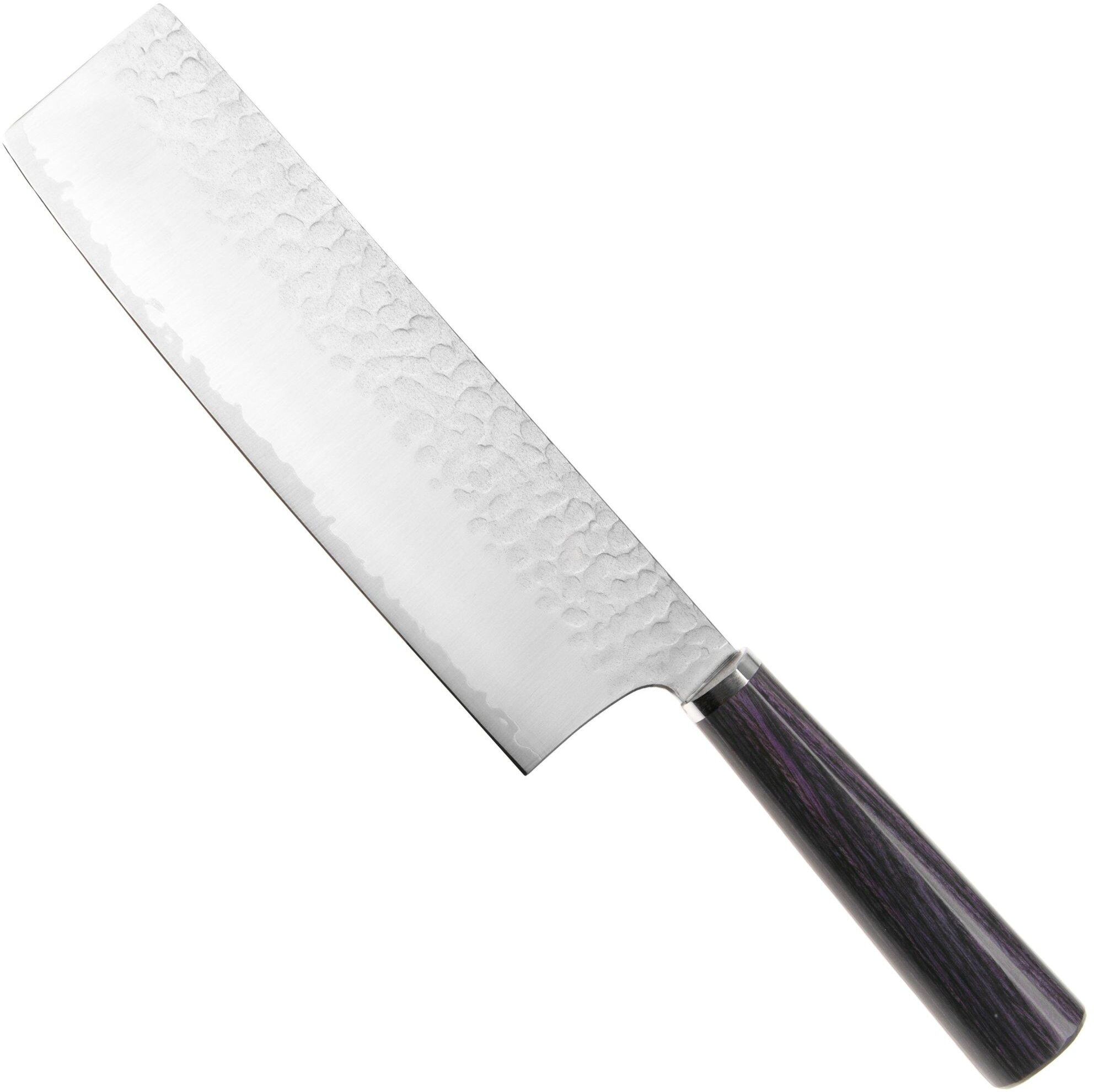Nóż nakiri Musashi H861-2 Tsuchime VG-10, Purple Mahogany, 18 cm