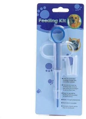 Happy Pet Pantry Press Style Pet Medicine Feeder & Pill Dispenser For Dogs And Cats Easy Pet Pill Syringe Medication Tool blue