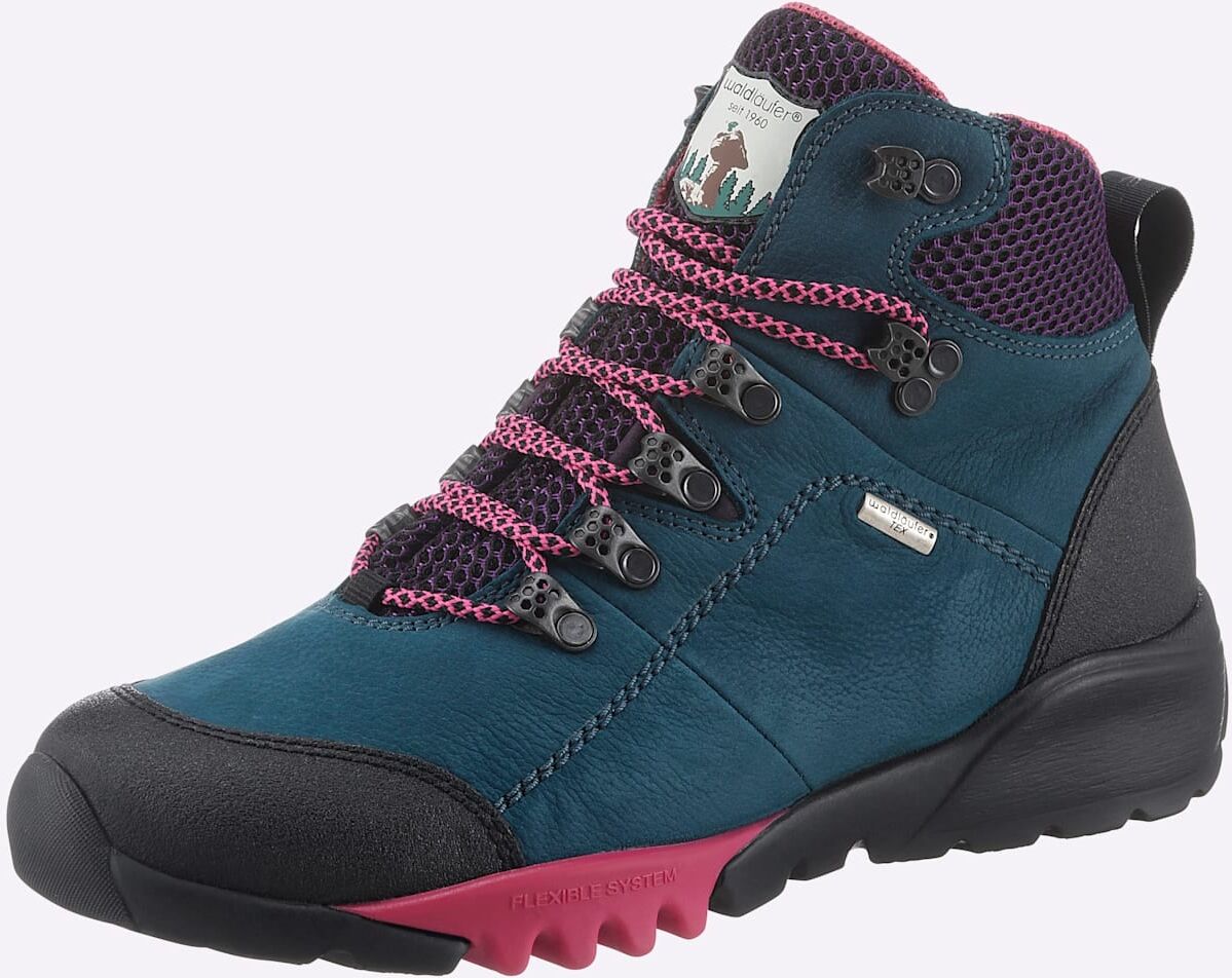 Stiefelette WALDLÄUFER, Damen, Gr. 4,5, blau (petrol), Gummi, Nubukleder, Textil, Schuhe Stiefelette petrol 4,5