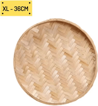 Inspire Curations Handwoven Bamboo Sieve Tray Rustic Fruit & Bread Storage Basket 36cm