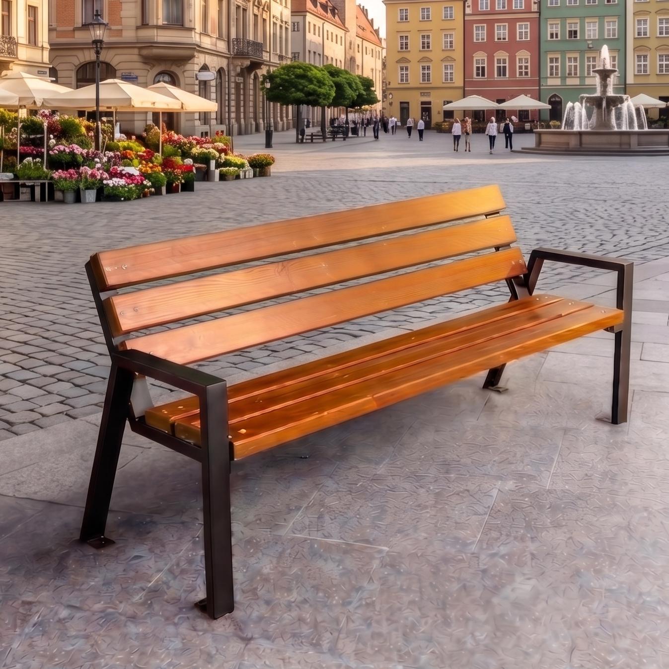 REKORD Gartenbank Zeus Bis Mahagoni 178x60x76 cm Parkbank aus skandinavischem Holz & verzinktem Stahl Wetterfeste Outdoor Sitzbank mit Rückenlehne