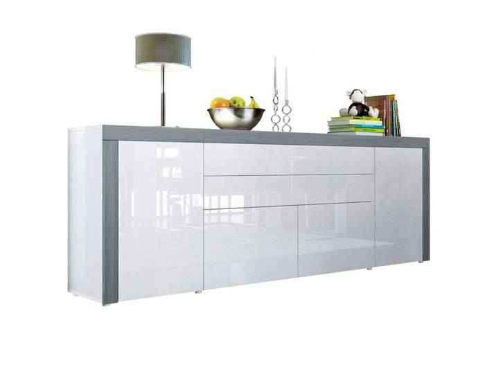 SIDEBOARD La Paz Weiß Hochglanz / Avola-Anthrazit