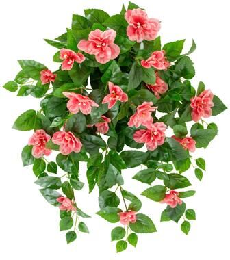 Nearly Natural 24-in UV Resistant Artificial Azalea Hanging Plant - Set of 3