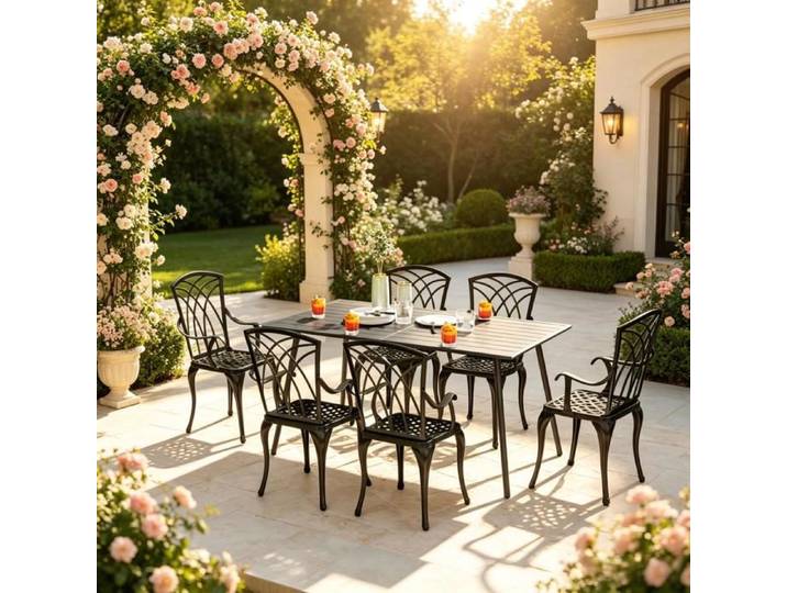 Table de terrasse élégante Table de jardin moderne Table élégante (équipé de table uniquement) Table d'extérieur pratique
