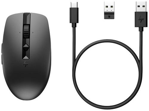 HP 710 Maus Kabellos Schwarz 7 Tasten 3000 dpi Wiederaufladbar