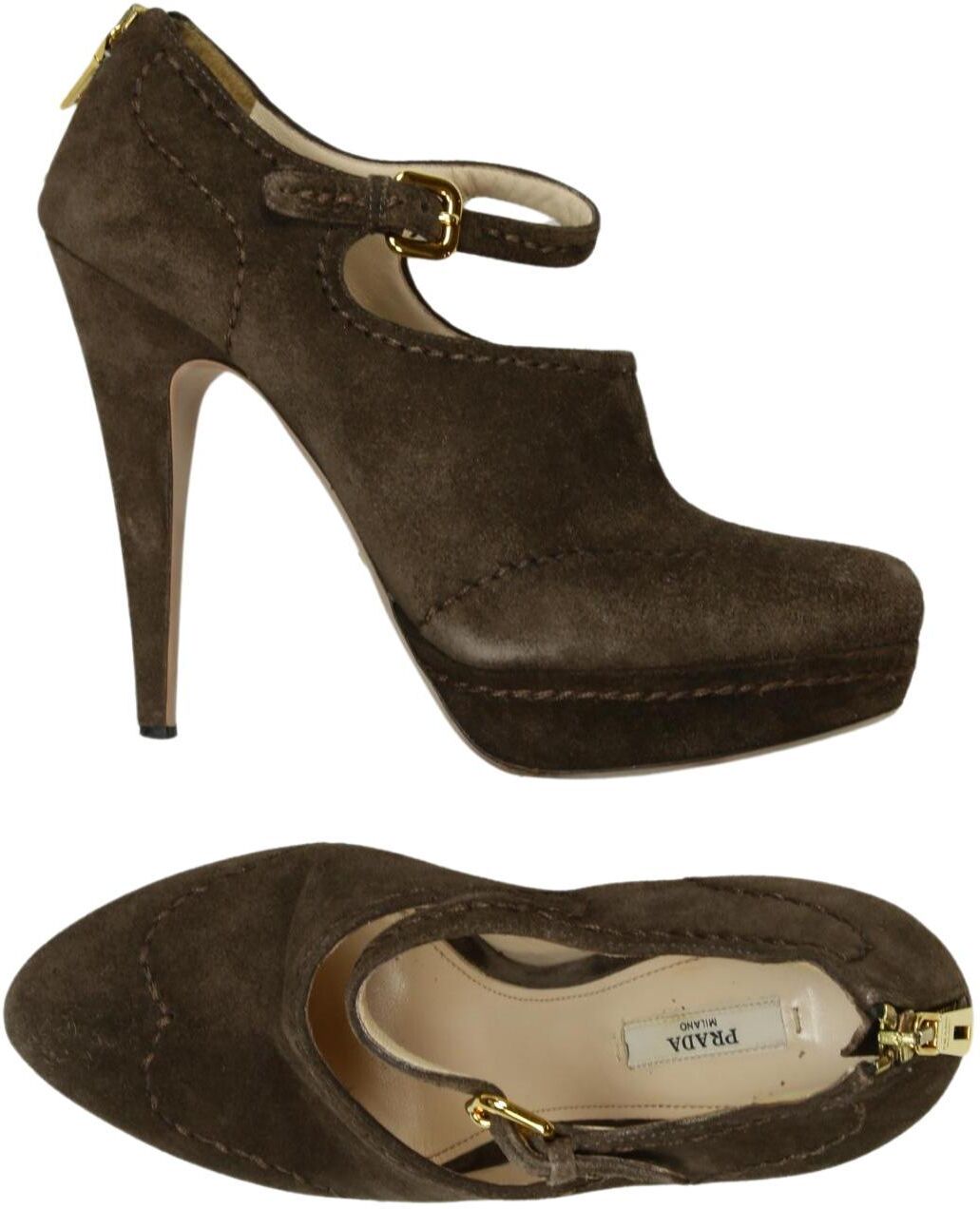 Prada Damen Pumps, Braun, Gr. EU 40.5, kein / Etikett - Second Hand