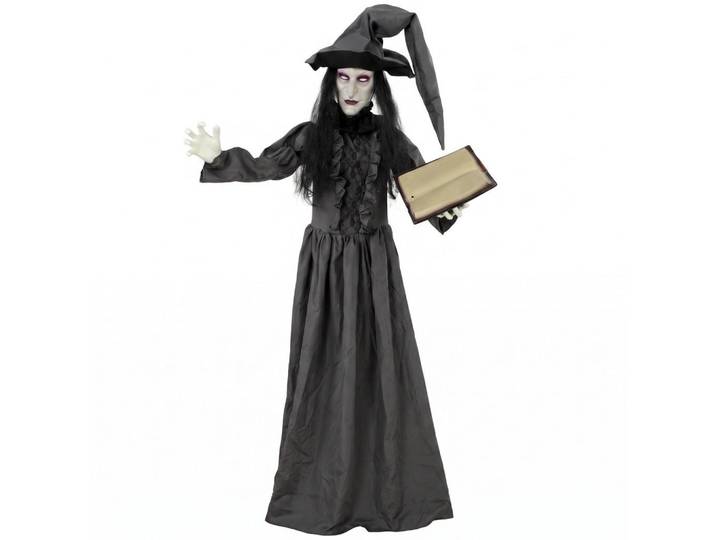 Homcom Halloween-Hexe Metall Polyesterfaser Dunkelgrau, 18x180x70 cm, Dekoration