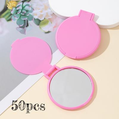 Fusion Finds Compact Makeup Mirror Set Portable Foldable Travel Pocket Mirrors For Women pink