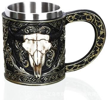 Uplift Essentials IronThrone Retro Stainless Steel Skull Beer Mug sheep Cup