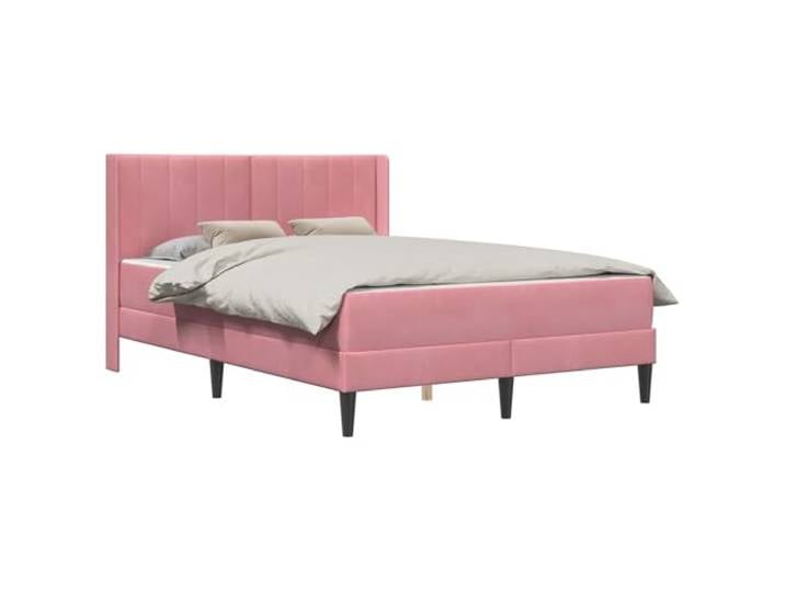 TUERYAFEK Bettgestell Mit Matratze Samt Rosa 160x200 cm Mit Kopfteil Aus Sperrholz, Taschenfederkernmatratze, Stabiles Lattenrost, Pflegeleicht