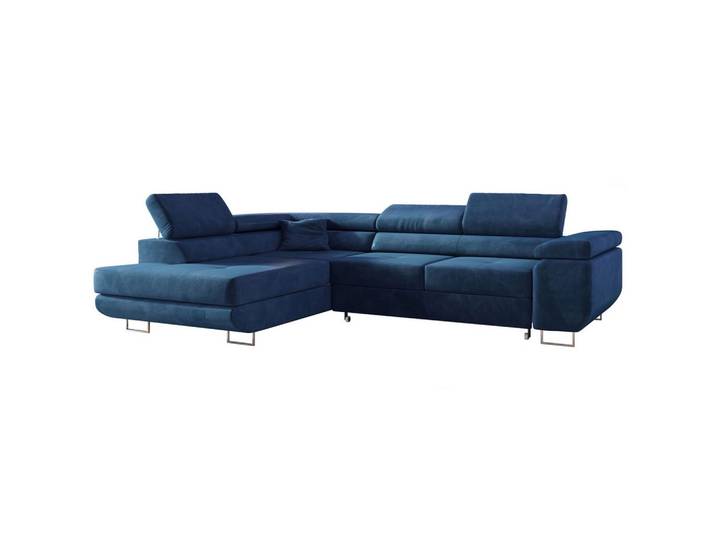 ECKSOFA GUSTAW L Dunkelblau Velvet Links Seite