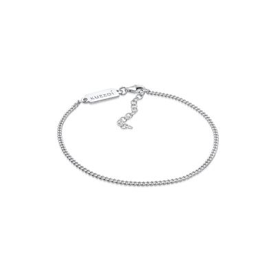 Armkette KUZZOI "Armband Herren Basic Panzerkette Fein 925 Silber" Gr. 190, silber, Armbänder, Herren, Silber 925 (Sterlingsilber), Armkette