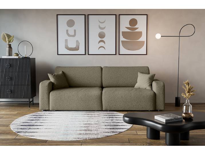 Schlafsofa Braun/Grau Teddystoff Quila 245 x 83 x 90cm Modern
