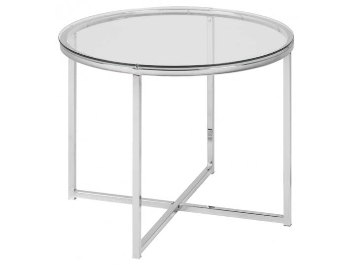 Glastisch ACTONA GROUP Cross , transparent (glass), B:55cm H:45cm T:55cm, Tische, Glastisch, Runder Beistelltisch, gehärtetem Klarglas, Stahlgestell, T: 55 cm