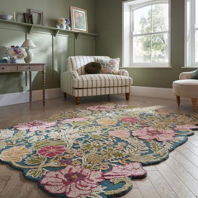 Wollteppich FLAIR RUGS "Daphne Floral, 100% Wolle auch als Läufer", bunt (mehrfarbig), B:160cm H:10mm L:230cm, Wolle, Teppiche, organischen Blumenmotive, Wohnzimmer, Schlafzimmer, Esszimmer