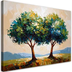 LEINWANDBILD Grüne Bäume Landschaft 100x70cm