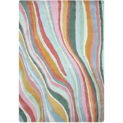 WOLLTEPPICH DERWENT, abstrakt, Grün-Bunt, 200 x 290 cm