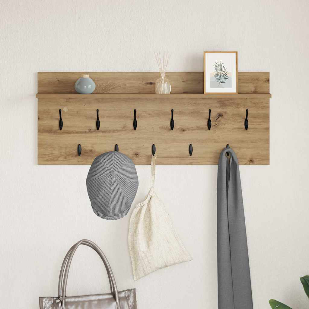 Latitude Run Wall-Mounted Coat Rack With Shelf Engineered Wood Artisan Oak 12cm H X 100cm W X 40cm D
