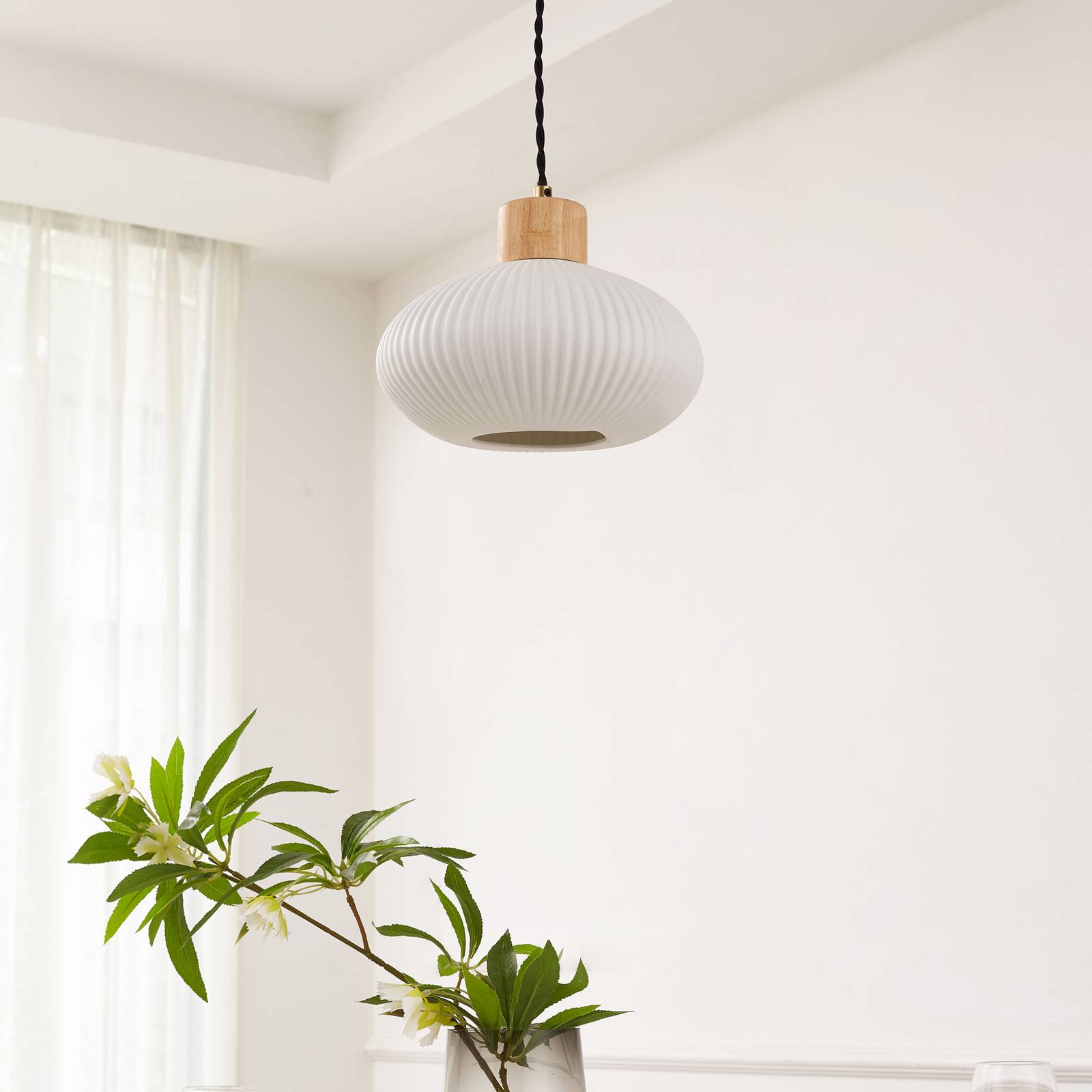 Hängelampe Paulie Lindby, dimmbar, weiß / opal, für Wohn- / Esszimmer, Keramik, Modern, Pendelleuchte