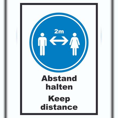 HB-Druck Abstand halten Keep distance Symbol und Text Schild A3 (297x420mm)