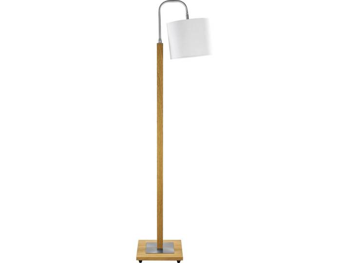Herzblut Led-Stehleuchte Rika, Silberfarben, Eichefarben, Naturmaterialien, Asteiche, Hartholz, 125 cm, Lampen & Leuchten, Innenbeleuchtung, Stehlampen