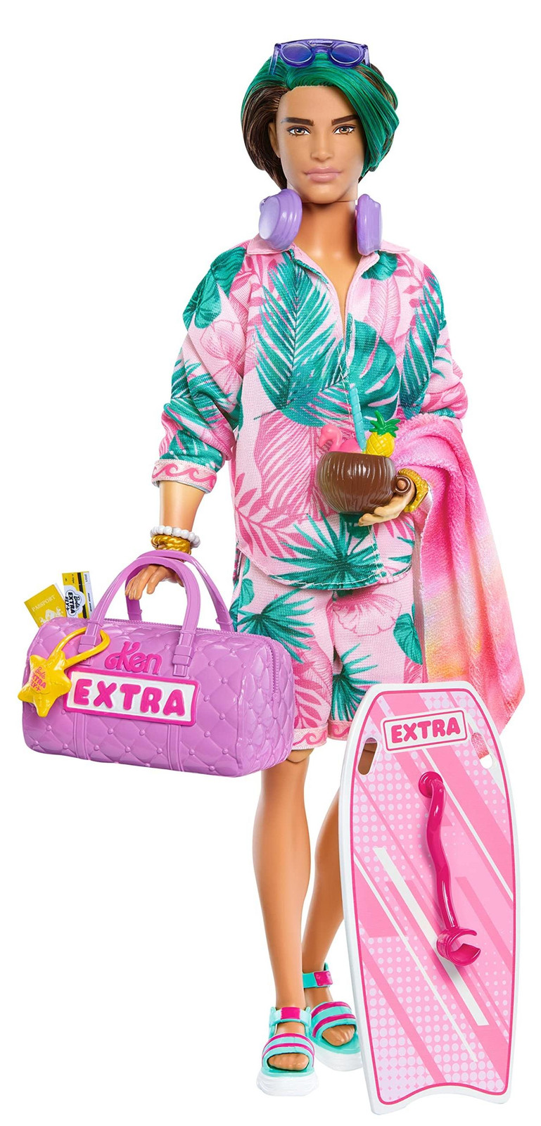 Reisende Ken-pop met strandkleding en accessoires