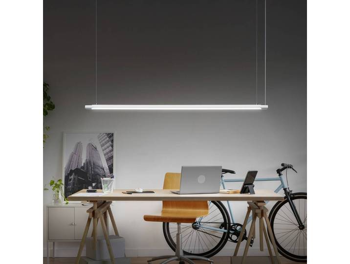 OSRAM Hängeleuchte Office line Slab, dimmbar, weiß / opal, für Arbeitszimmer / Büro, Aluminium, Modern