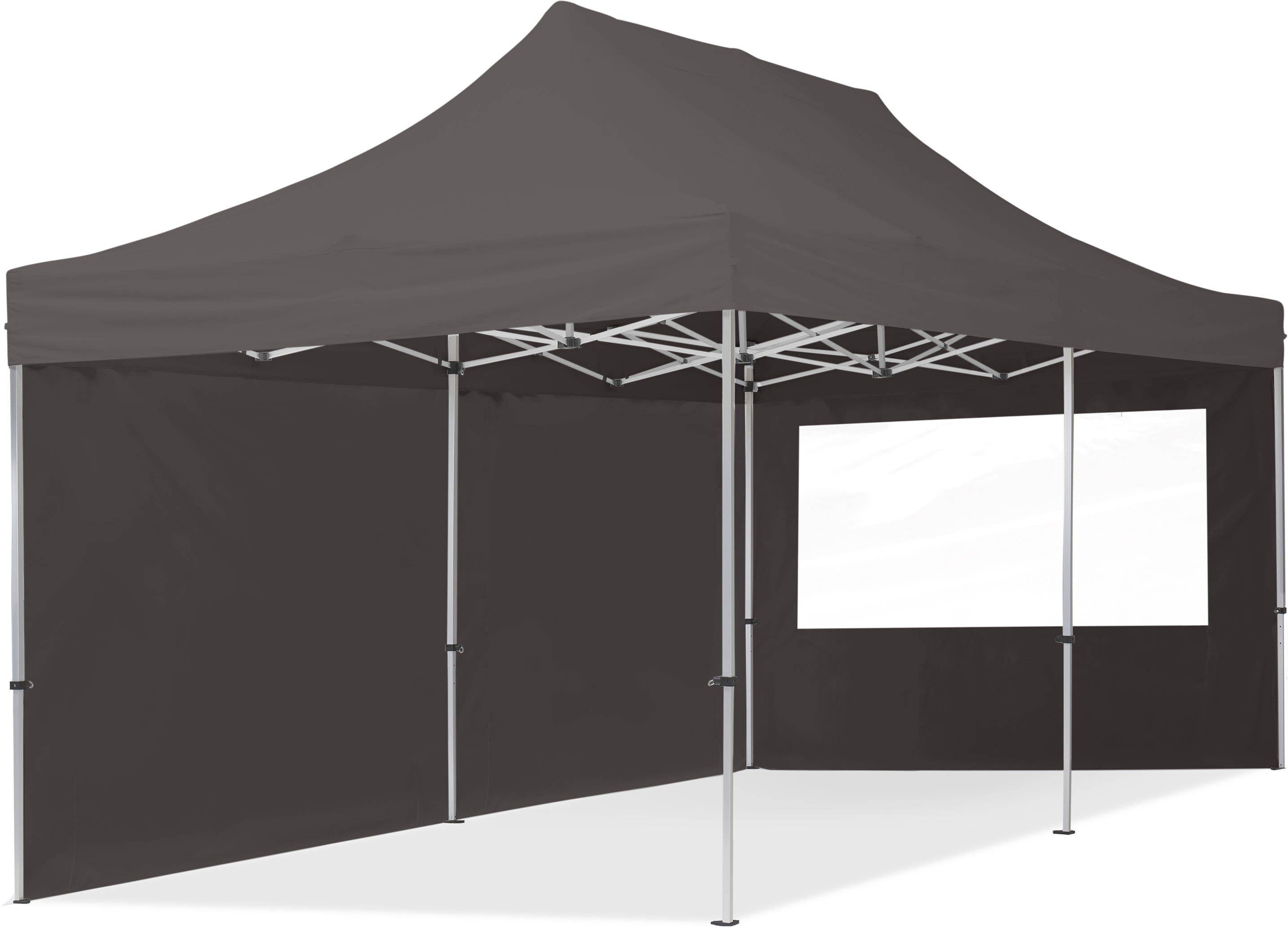 TOOLPORT 3x6m PES 700 Pop up gazebo ECONOMY Aluminium 32 mm, incl. 2 side panels with Panorama Windows, dark grey - (59024)