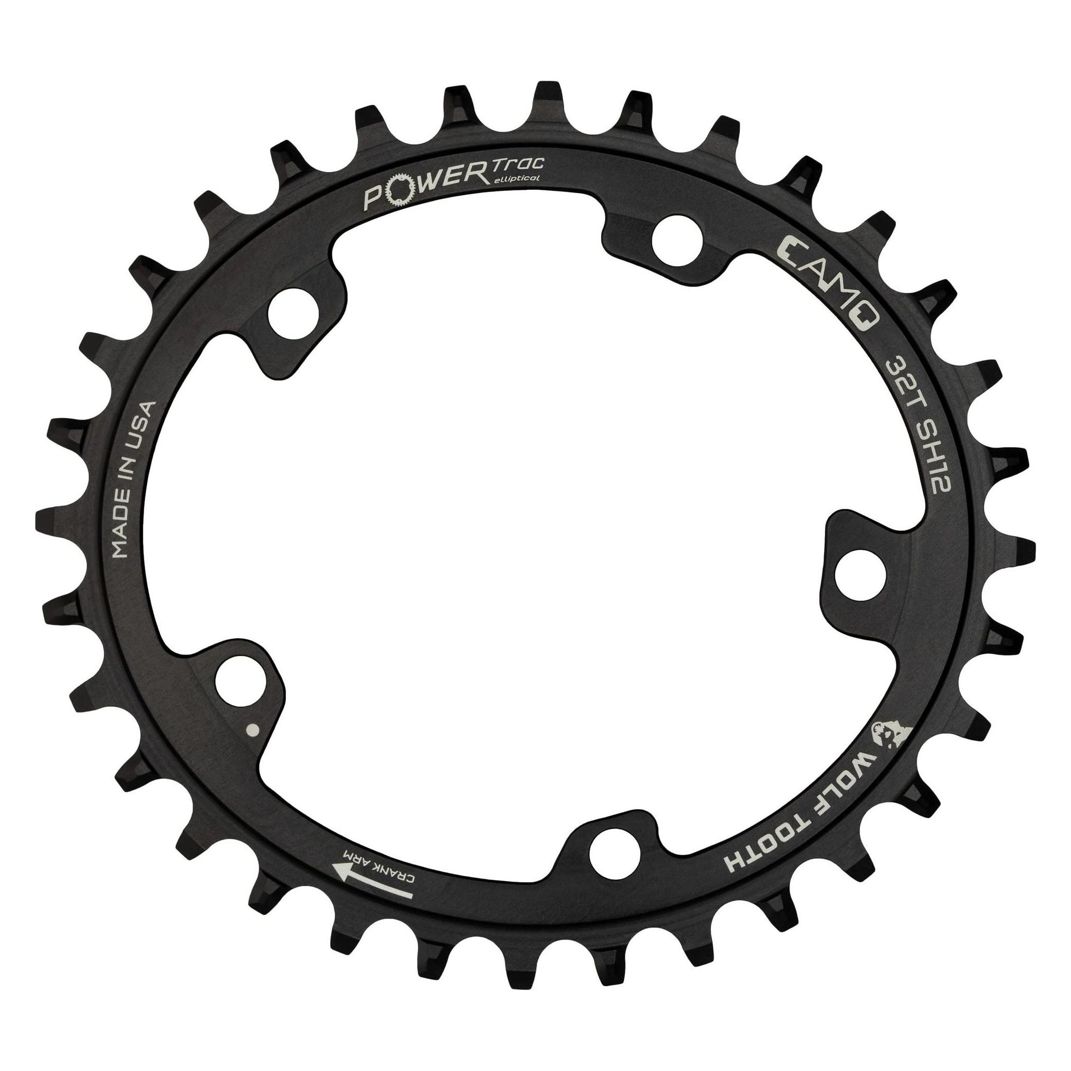 Wolf Tooth CAMO Elliptical Kettenblatt, Shimano 12-fach, 34 Z., black (34) (ELP-CAMO-AL34-SH12)