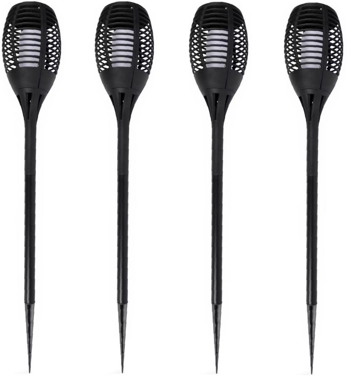 Lifetime Garden Solar LED Tuinfakkels - 4 stuks - Zwart - Hoogte: 72 cm