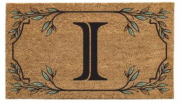 Evergreen "28 in. x 16 in. Monogram Coir Mat, Letter ""I"""