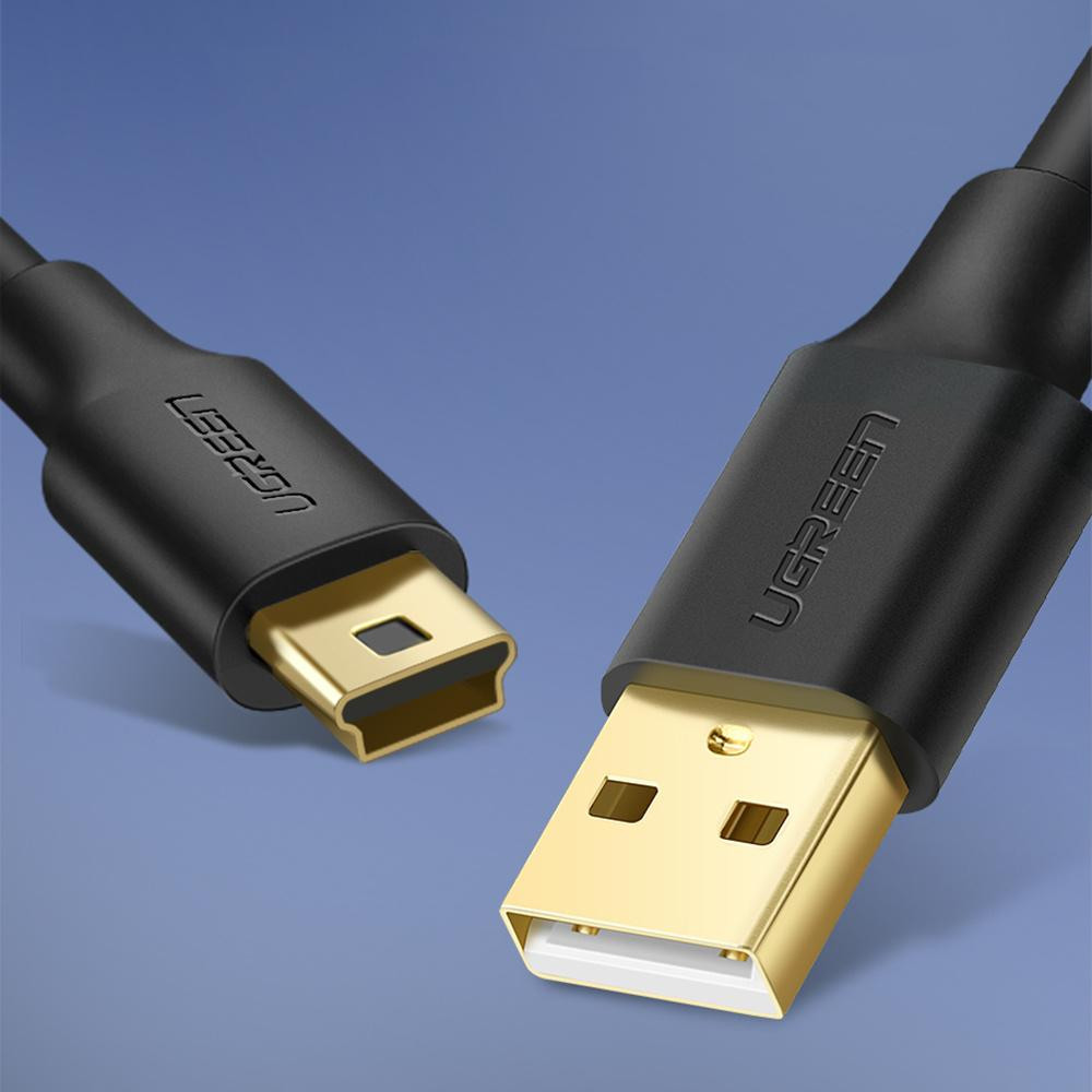 Ugreen US132 USB 2.0 kabel met USB-A naar Mini-USB-A, 0,5 meter, zwart
