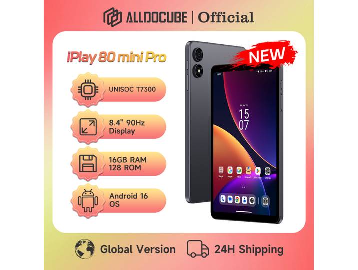 Tablette ALLDOCUBE iPlay 80 mini Pro 8,4'' 90Hz UNISOC T7300 16 Go (8 Go + 8 Go virtuels) de RAM 128 Go de ROM Android 16 6050 mAh 4G LTE