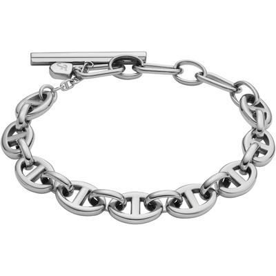 Armband FOSSIL "Schmuck Geschenk Edelstahl Armkette Heritage D-Link", silber (edelstahlfarben), Armbänder, Damen, 20cm, Edelstahl Messing, Edelstahl, Messing, Armband