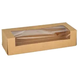 Papstar 25 Sushi-Schalen Pappe, PLA-beschichtet eckig 4,5 cm x 19,5 cm x 7 cm braun