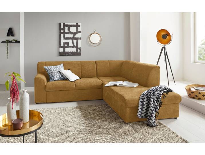 DOMO collection Topper zeitlos elegant, kompakte StellmasseL-Form mit Ottomane, wahlweise mit Schlaffunktion