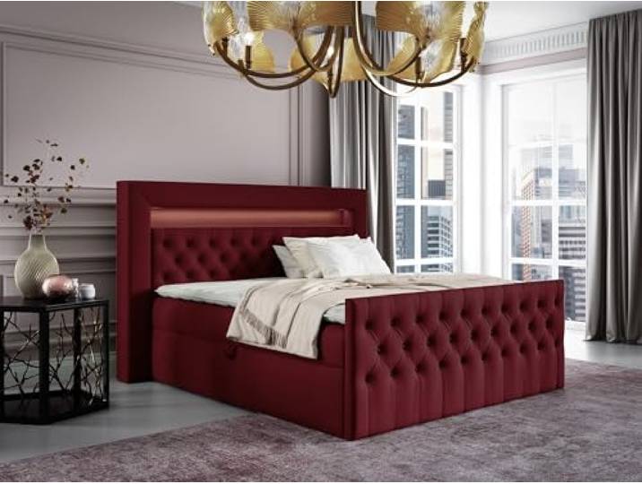 Boxspringbett Schlafzimmerbett ERNESTO Nr.1 (Bordeauxrot, 120x200cm)