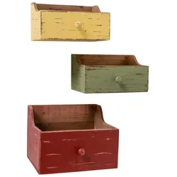 Boltze Regal Gotland 3-teilig, 34 x 26 x 27 cm, gelb, grün, natur, rot