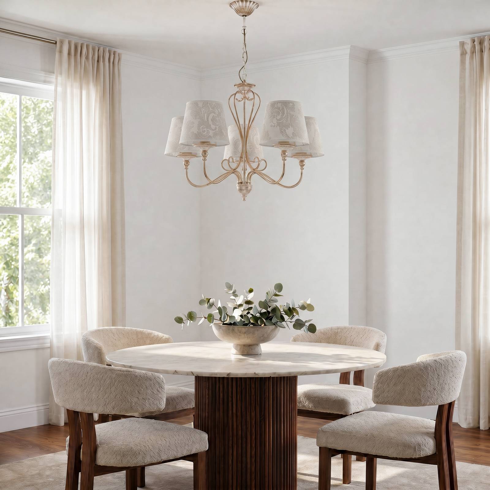 Kronleuchter Sofia Ecrie Jupiter, dimmbar, creme / amber, für Wohn- / Esszimmer, Metall, Kronleuchter