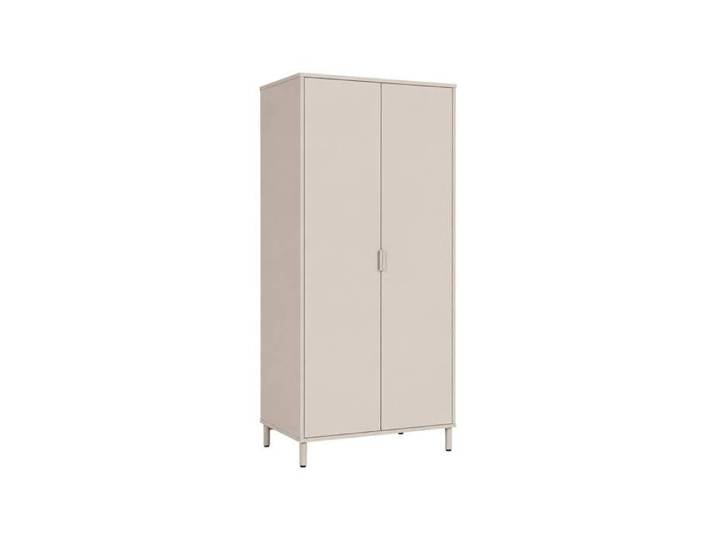 Dressing décor bois et métal 2 étagères 1 penderie beige - Ellie
