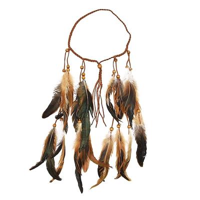 Boho Kopfschmuck Feder Stirnband Zubehör Feder elastisch Zigeuner Festival Stirnband indische ausgefallene Kopfbedeckungen der 1970er Jahre