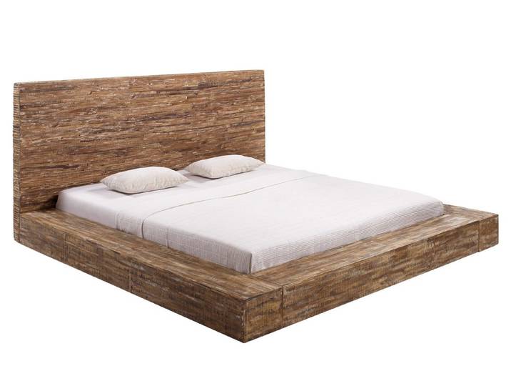 massivum Massivholzbett Stripe Doppelbett, rustikal Balkenbett