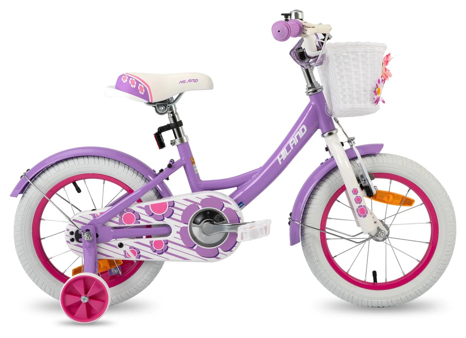 Kinderfahrrad 40 cm - Mädchenfahrrad mit Stützrädern - Korb - Stahlrahmen - V-Brake vorn Rücktrittbremse hinten - Lila